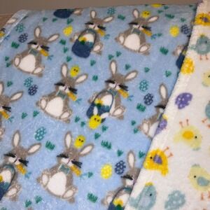Easter; Bunny and Chick Plush Baby Blankets. Both blankets included.